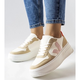 D/GMR Baskets blanches avec empiècement Plouffe rose 2
