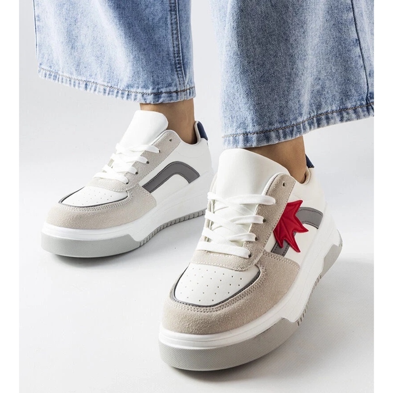 D/GMR Baskets blanches avec empiècement en daim écologique de Kollins 1