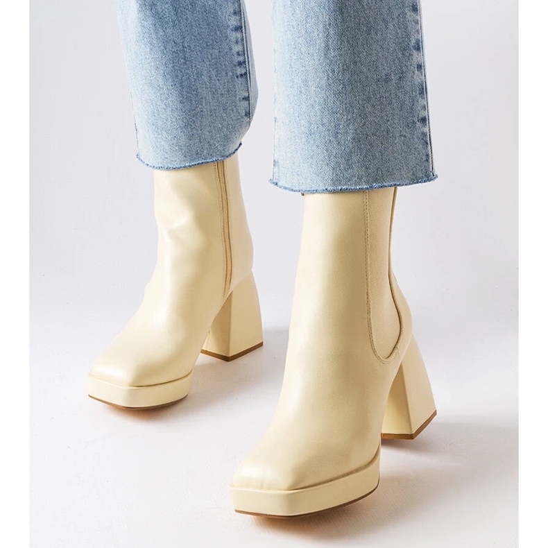 D/GMR Bottines beiges à gros talons Watson 1