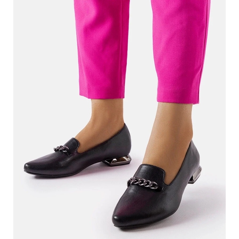 D/GMR Chaussures plates noires avec semelle intérieure en cuir de Lovato le noir 2