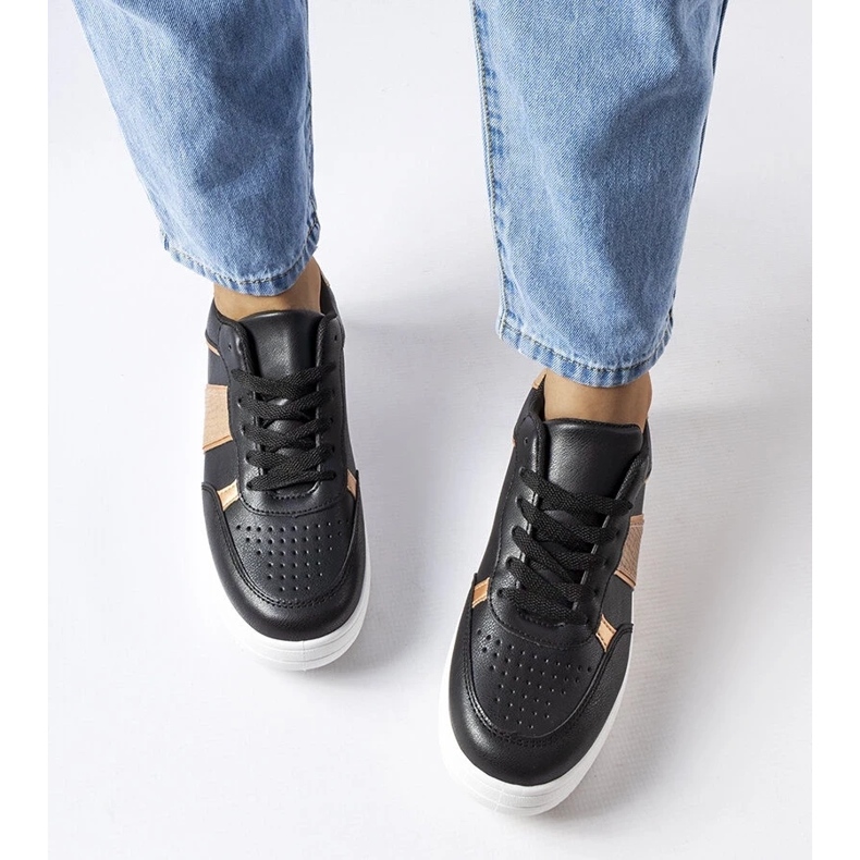 D/GMR Baskets de sport noires et dorées de Parme le noir 2