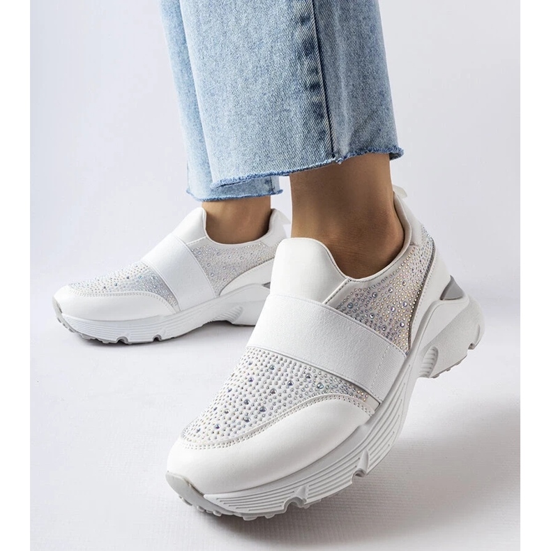 D/GMR Baskets blanches avec strass d'Algiso 1