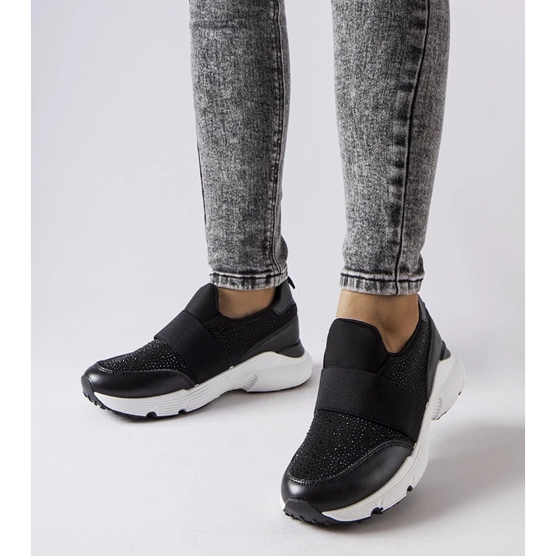 D/GMR Baskets noires avec strass de chez Algiso le noir 1