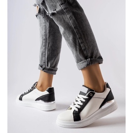 D/GMR Chaussures noires et blanches avec un accent argenté de Palais le noir 3