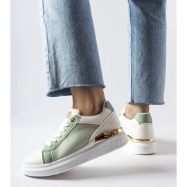 D/GMR Chaussures blanches et vertes avec un accent doré de Palais 2