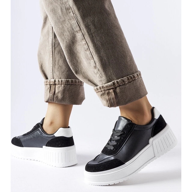 D/GMR Baskets noires sur une épaisse plateforme Seluci le noir 1