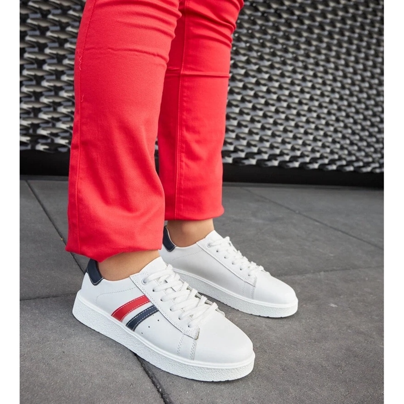 D/GMR Baskets à lacets en cuir blanc Camilla 2