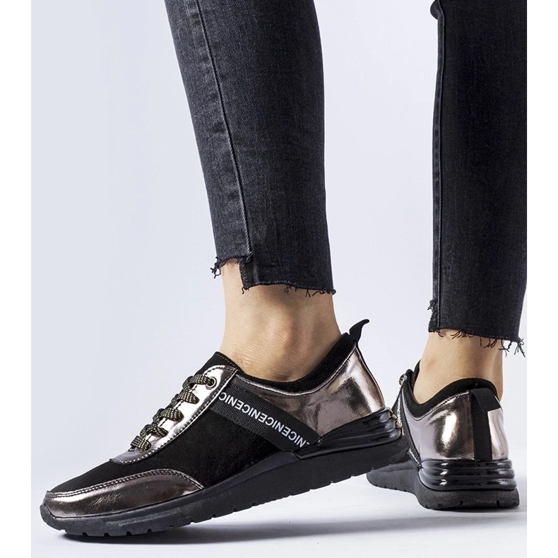 D/GMR Baskets en cuir noir et gris par Castelfidardo le noir 2