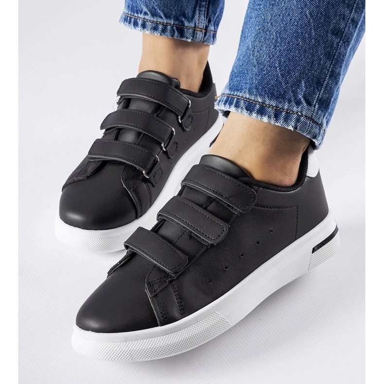 D/GMR Baskets noires attachées à Velcro Paé - Sole blanche le noir 2