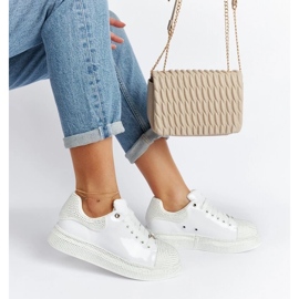 D/GMR Baskets blanches avec strass Goe NN2N4011 1