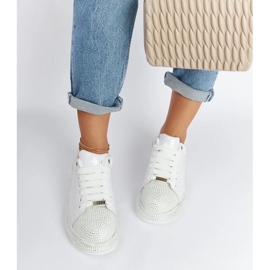 D/GMR Baskets blanches avec strass Goe NN2N4011 2