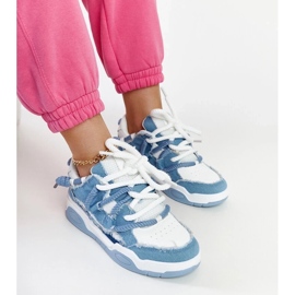 D/GMR Baskets bleues avec empiècements en tissu Melilot blanche 1