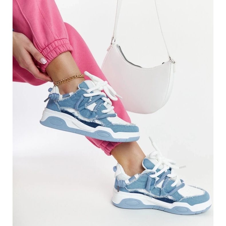 D/GMR Baskets bleues avec empiècements en tissu Melilot blanche 2