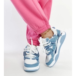 D/GMR Baskets bleues avec empiècements en tissu Melilot blanche 3