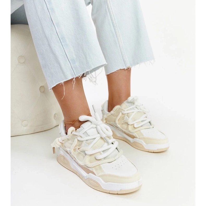 D/GMR Baskets beiges avec empiècements en tissu Melilot 1