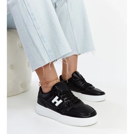 D/GMR Baskets noires sur plateforme Mentha blanche 2