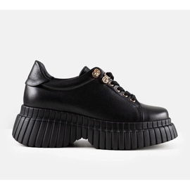 D/GMR Baskets en cuir noir sur la plate-forme Karino le noir 1