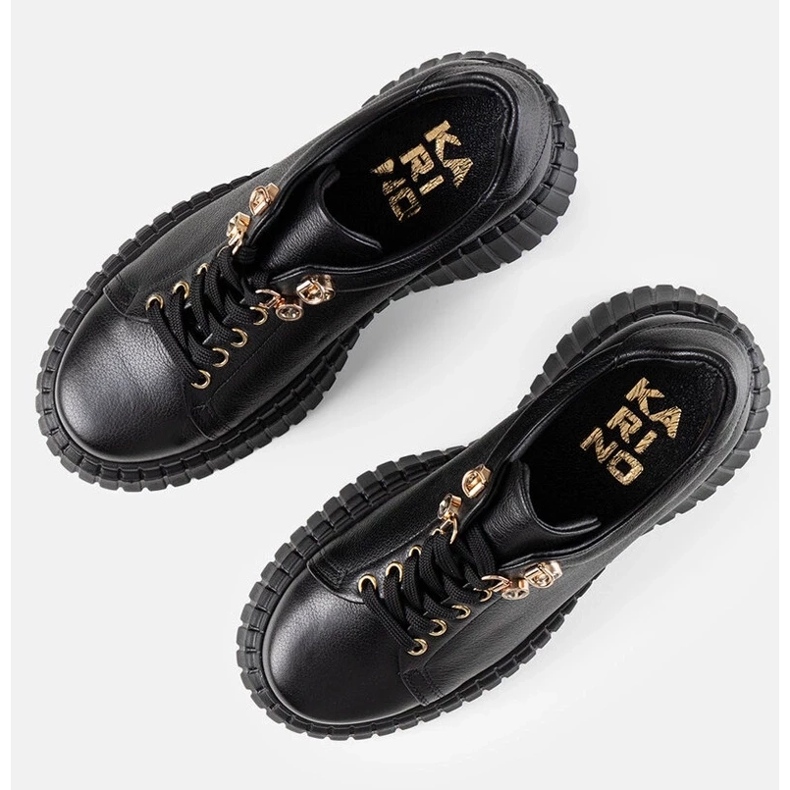 D/GMR Baskets en cuir noir sur la plate-forme Karino 2