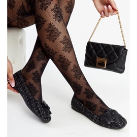 D/GMR Ballerines noires avec fleur Mateja décorative 1