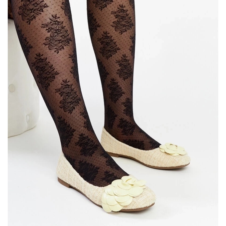 D/GMR Ballerines jaunes avec fleur Mateja décorative 1