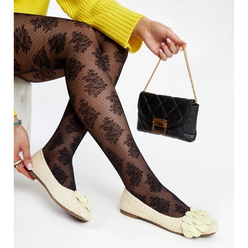 D/GMR Ballerines jaunes avec fleur Mateja décorative 2