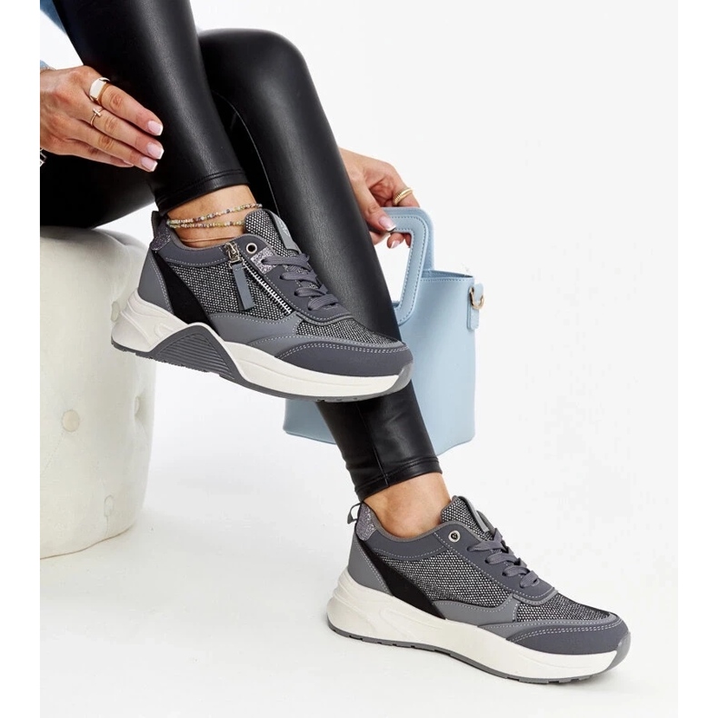 D/GMR Baskets grises brillantes sur la plateforme Makda 2