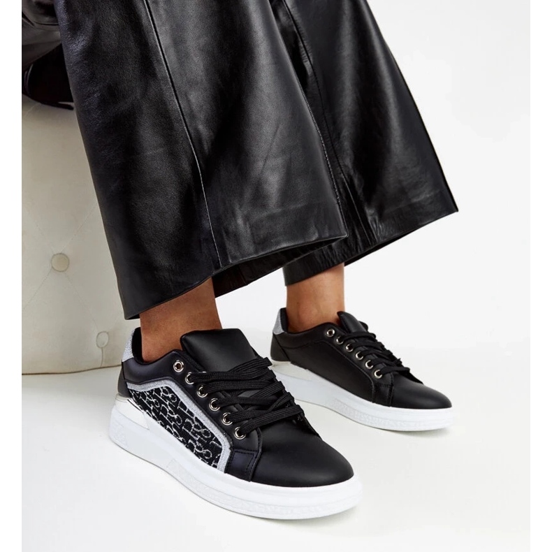 D/GMR Baskets à plateforme noires à paillettes Fekete le noir 1