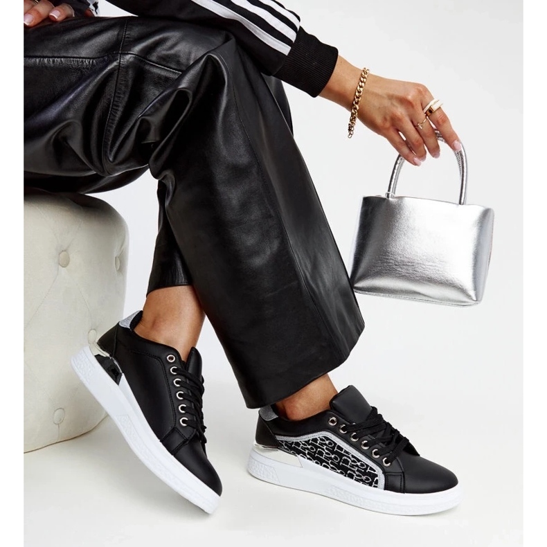 D/GMR Baskets à plateforme noires à paillettes Fekete le noir 2