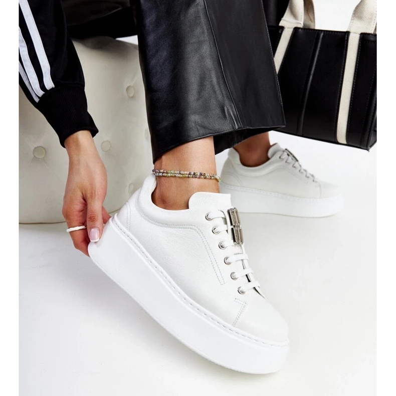 D/GMR Baskets Karino en cuir blanc 2