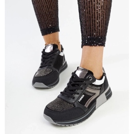 D/GMR Baskets à plateforme noires avec strass Mauli le noir 1