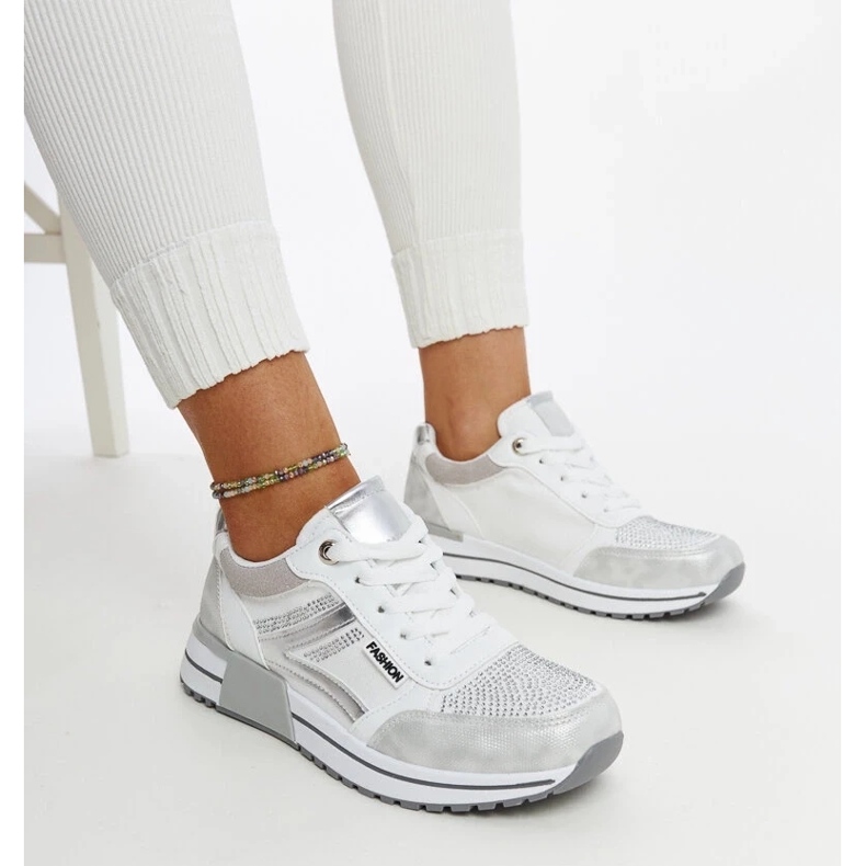 D/GMR Baskets plateforme argentées avec strass Mauli 1