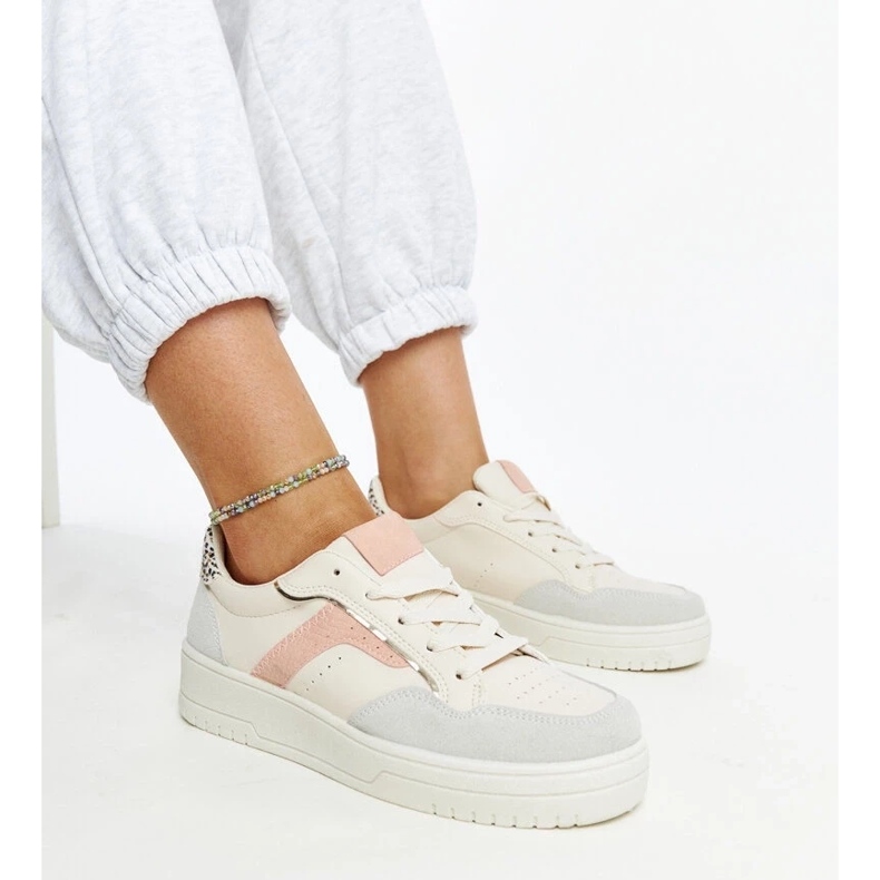 D/GMR Baskets à plateforme Walda blanches beige 2