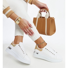 D/GMR Chaussures de sport blanches avec insert Meriana doré 2