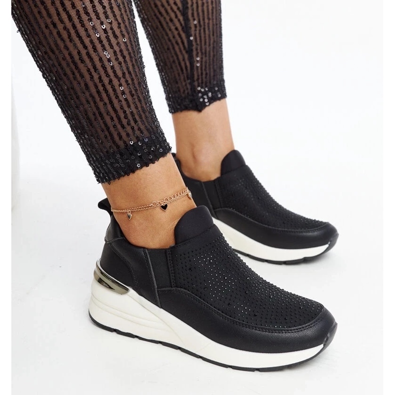 D/GMR Baskets de coin noir avec zircons et éléments dorés Ashleey le noir 2