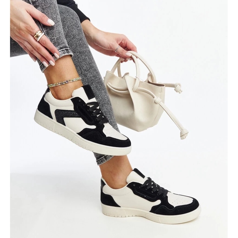 D/GMR Baskets Juwan à paillettes blanches et noires 1