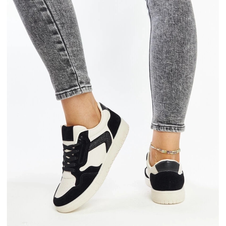 D/GMR Baskets Juwan à paillettes blanches et noires 2