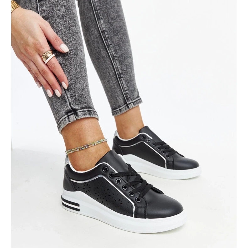 D/GMR Baskets noires ajourées à paillettes Zorka le noir 1