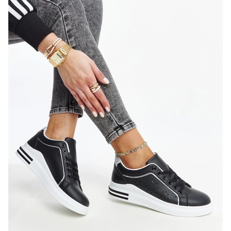 D/GMR Baskets noires ajourées à paillettes Zorka le noir 2