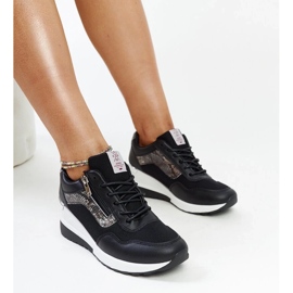 Baskets compensées noires pour femmes de Cross Jeans le noir 1