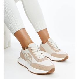 Baskets en cuir blanc et beige salimah 2 Baskets en cuir blanc et beige salimah 2