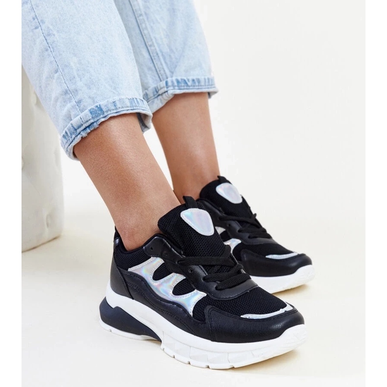 Baskets noires à semelle épaisse Matea le noir 2