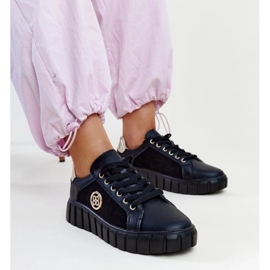 Baskets en cuir noir à semelle massive Viera 1