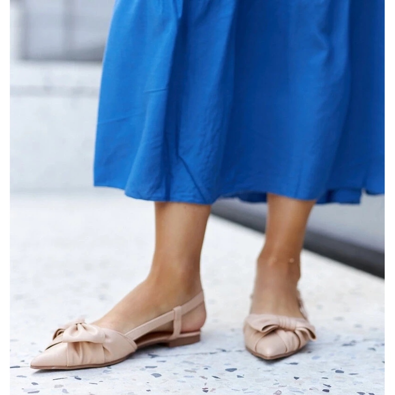 Ballerines à bout pointu et nœud Barira beige 1