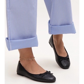 Ballerines noires avec nœud et empiècement en cuir par Rosaly 1