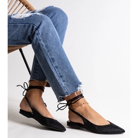 D/CEO Ballerines Safine noires à lacets et strass le noir 2