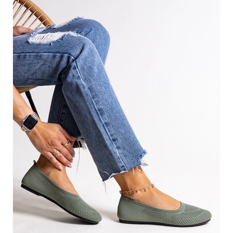 D/CEO Ballerines en tissu vert de Yafia 1