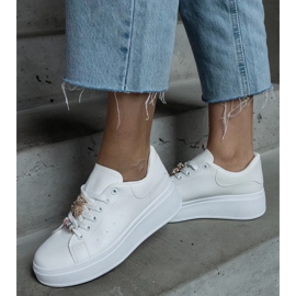 D/CEO Baskets à plateforme blanches ornées d'un ours en peluche Mavien 1