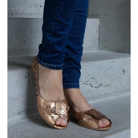 D/CEO Ballerines Lore dorées ajourées à bout ouvert d'or 3