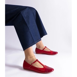 D/CEO Ballerines rouges à bout verni, fermées par une boucle Gloriana 2
