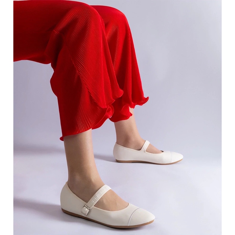 D/CEO Ballerines blanches à finition mate, fermées par une boucle Longhola 2